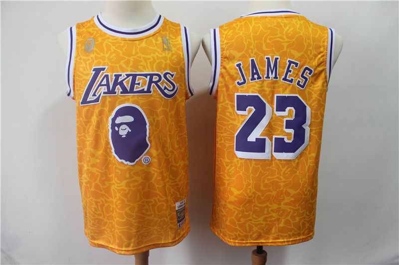 Men Los Angeles Lakers #23 James Yellow Nike Game NBA Jerseys